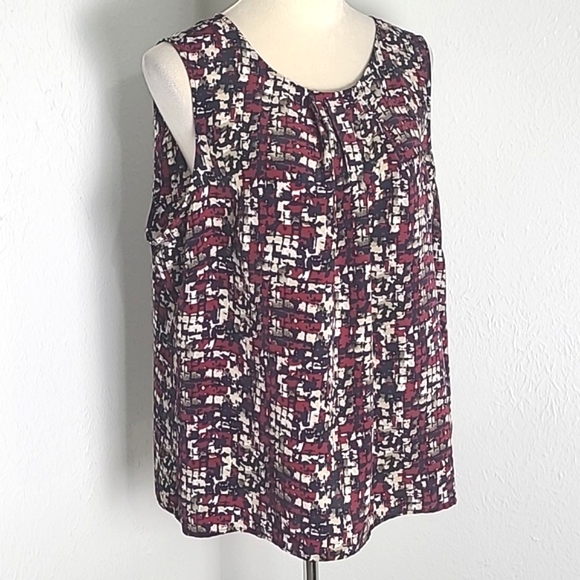CJ Banks Sleeveless Patterned Multicolor Top, Size 1X - Picture 7 of 9